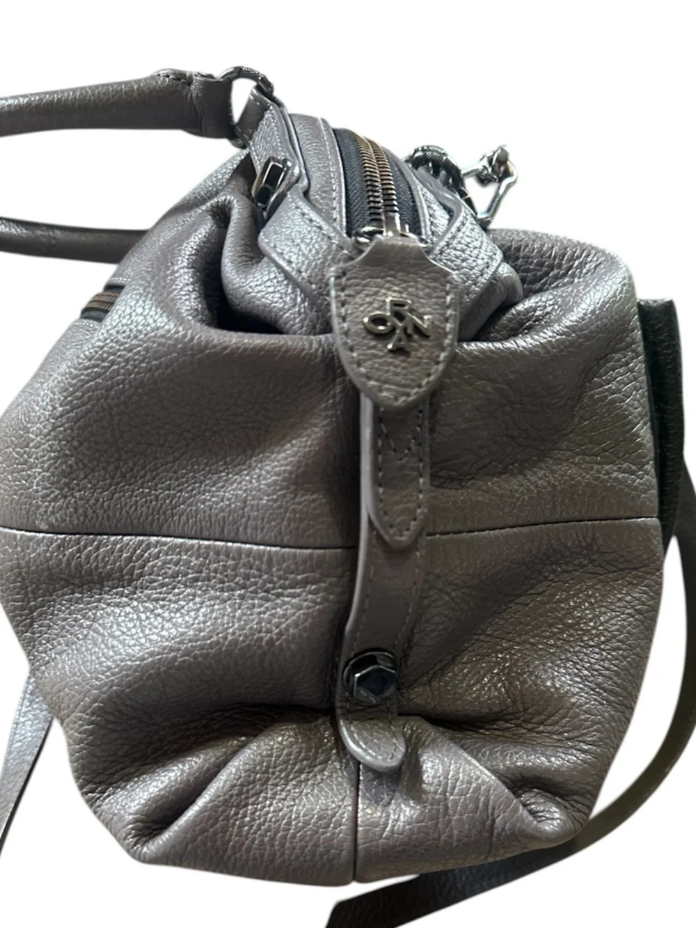 OrYany Leather Hobo Bag Dual Handles Crossbody Shoulder Strap Gray & Black